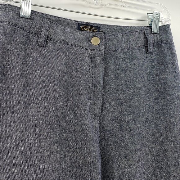 Pendleton Linen Blend Pants Women's 4 Petite Blue Woven Office Work Trousers - Picture 5 of 8